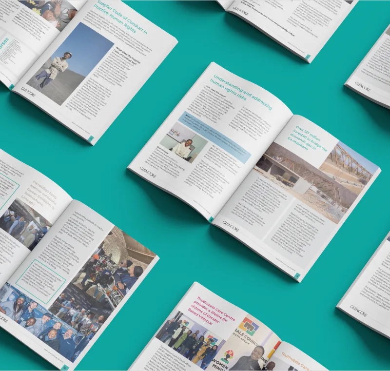 Glencore community newsletter print design by Artion