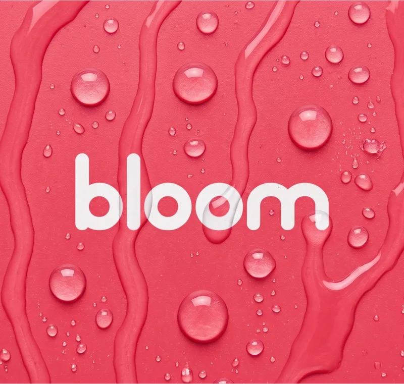Bloom brand identity by Artion — logo on water droplet background