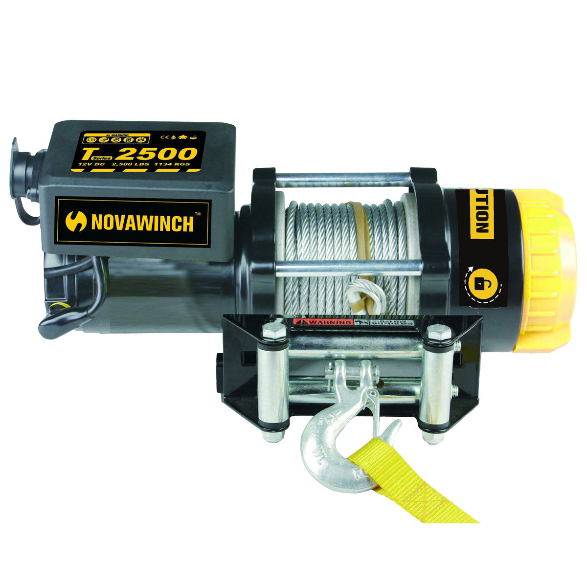 NVT2500 'T Series' 2500lb (1.1T) 12V ATV & Quad Bike Winch with Wire Rope