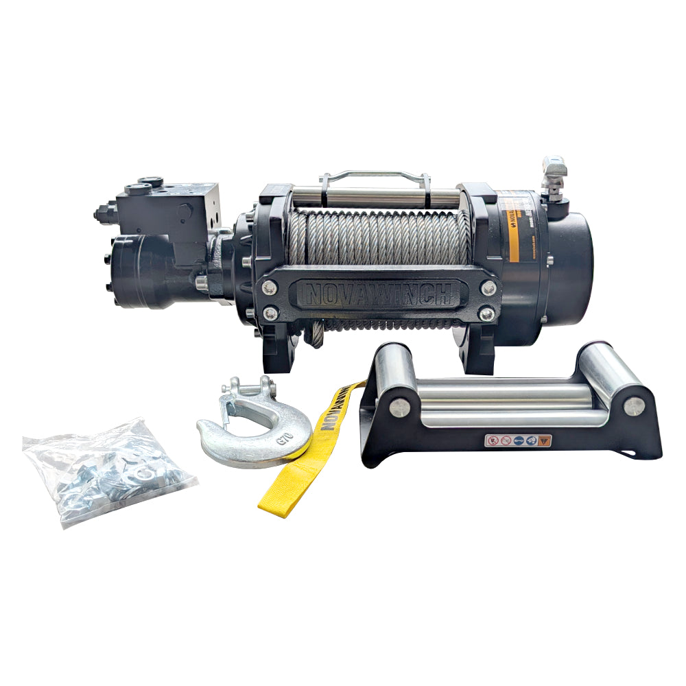 12,000lb EN Rated Hydraulic Recovery Winch With Wire Rope - HEN12000