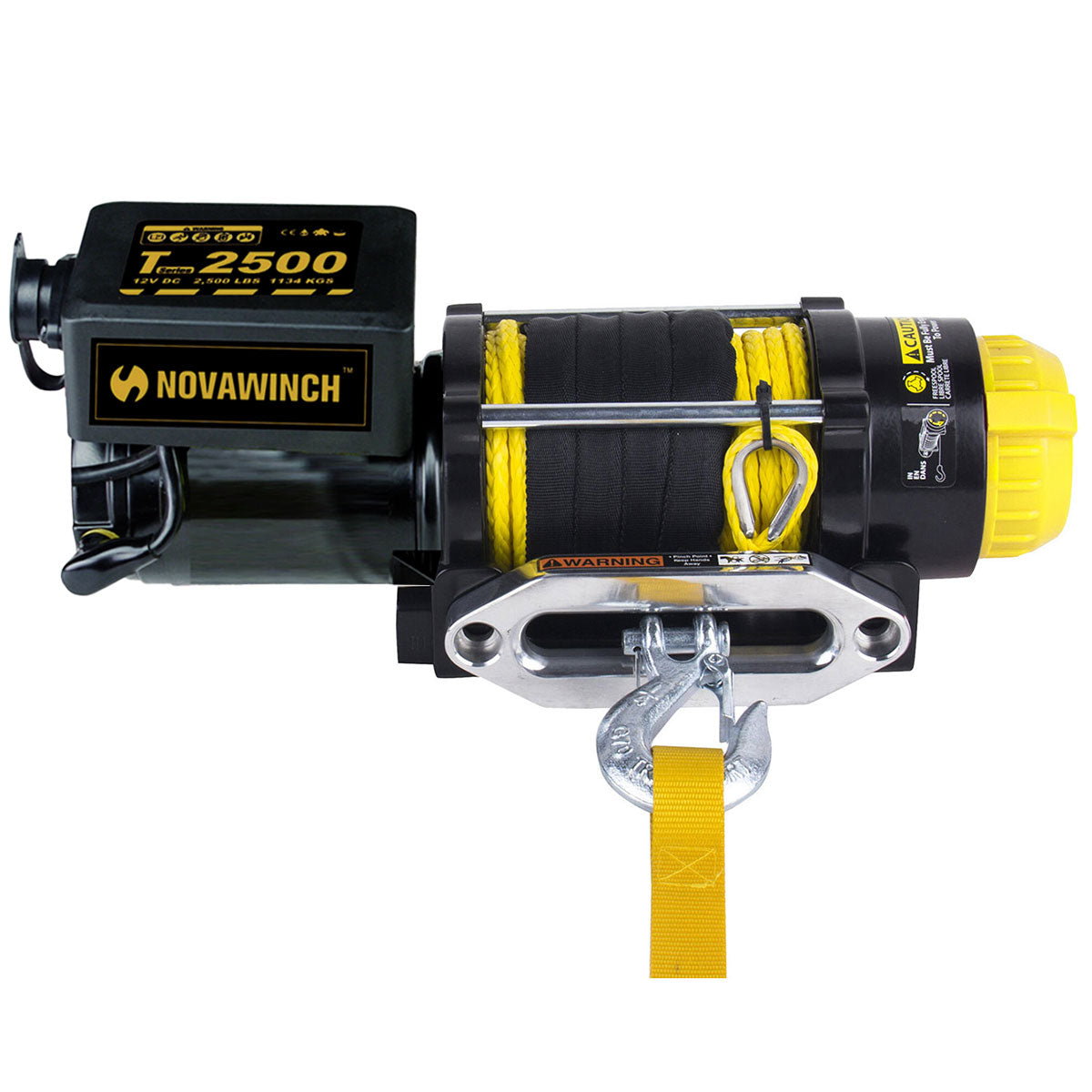 NVT2500 'T Series' 2500lb (1.1T) 12V ATV & Quad Bike Winch with Synthetic Rope