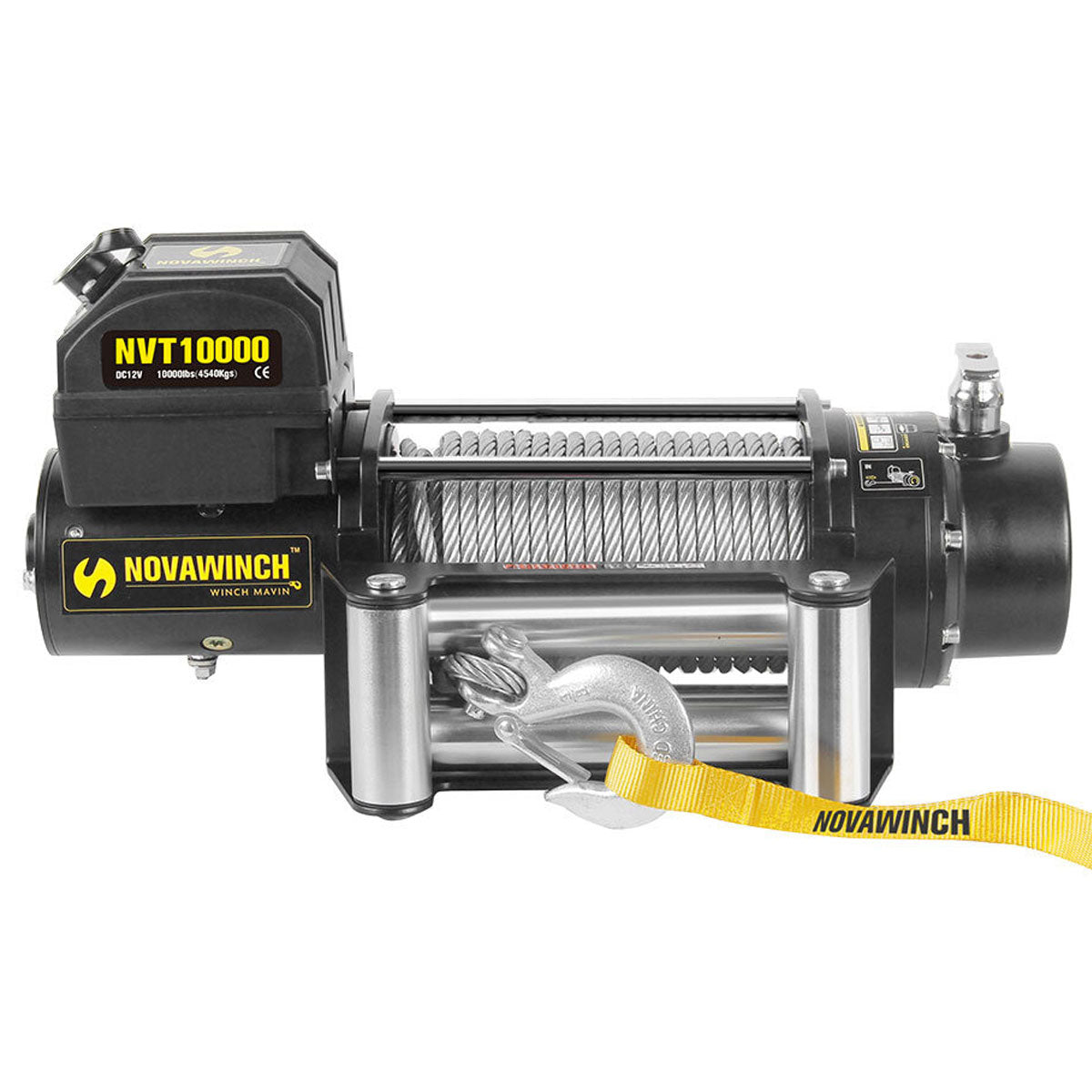 10,000lb (4,536kg) 'T-Series' 12V Middle Frame Recovery Winch. 85.3ft (26m) x 9.2mm Wire Rope, Remote.