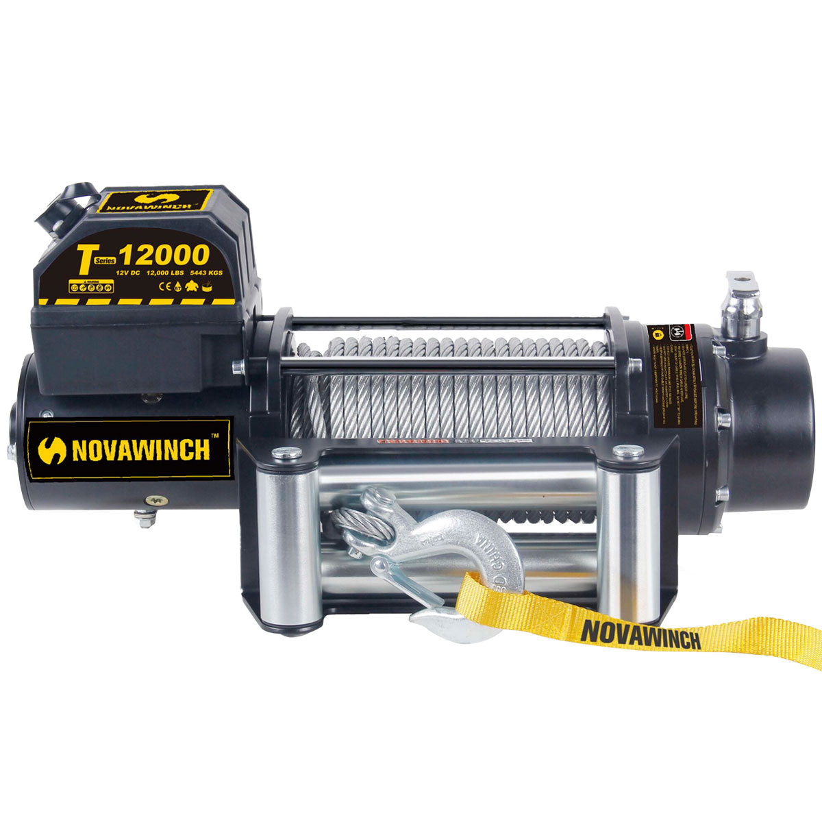 12V 12,000lb Middle Frame Electric Winch with Wire Rope & Remote - NVT12000