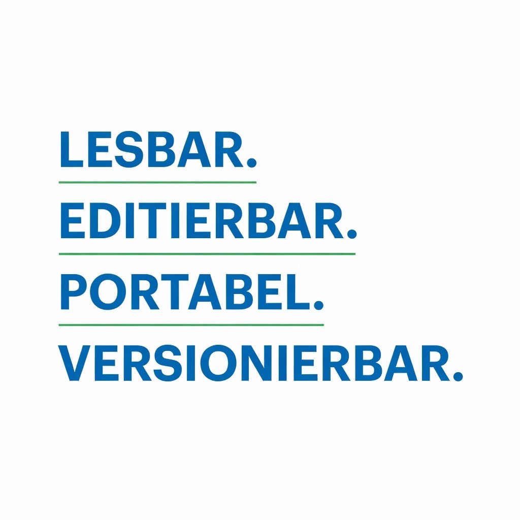 lesbar. editierbar. portabel.versionierbar.
