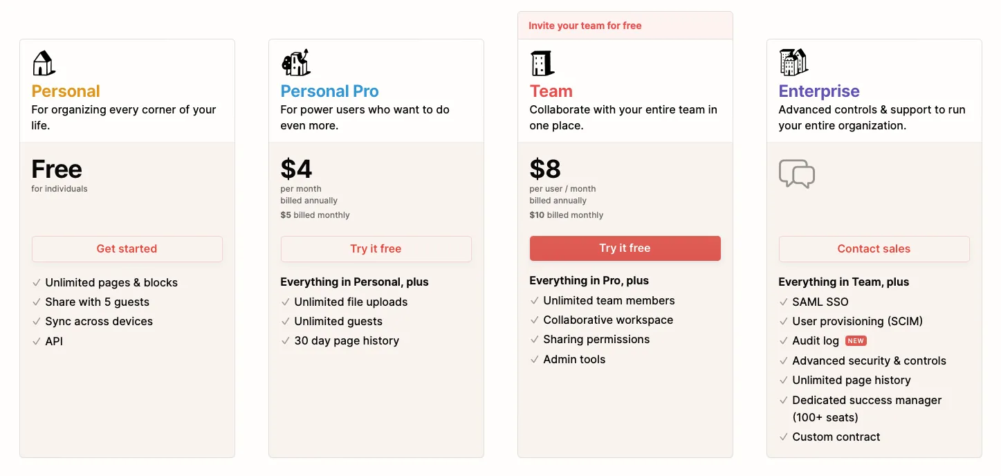 notion pricing