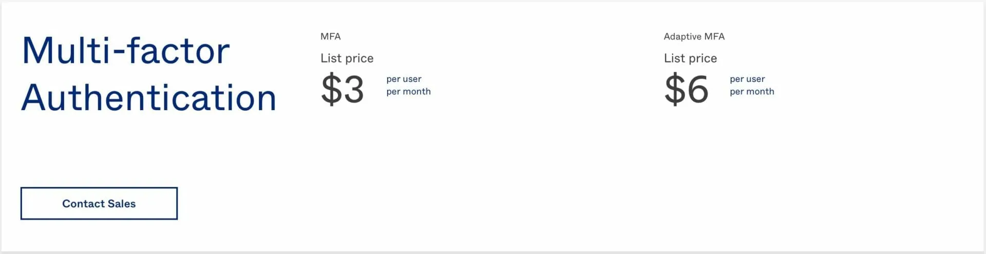 Okta multi-factor authentication pricing