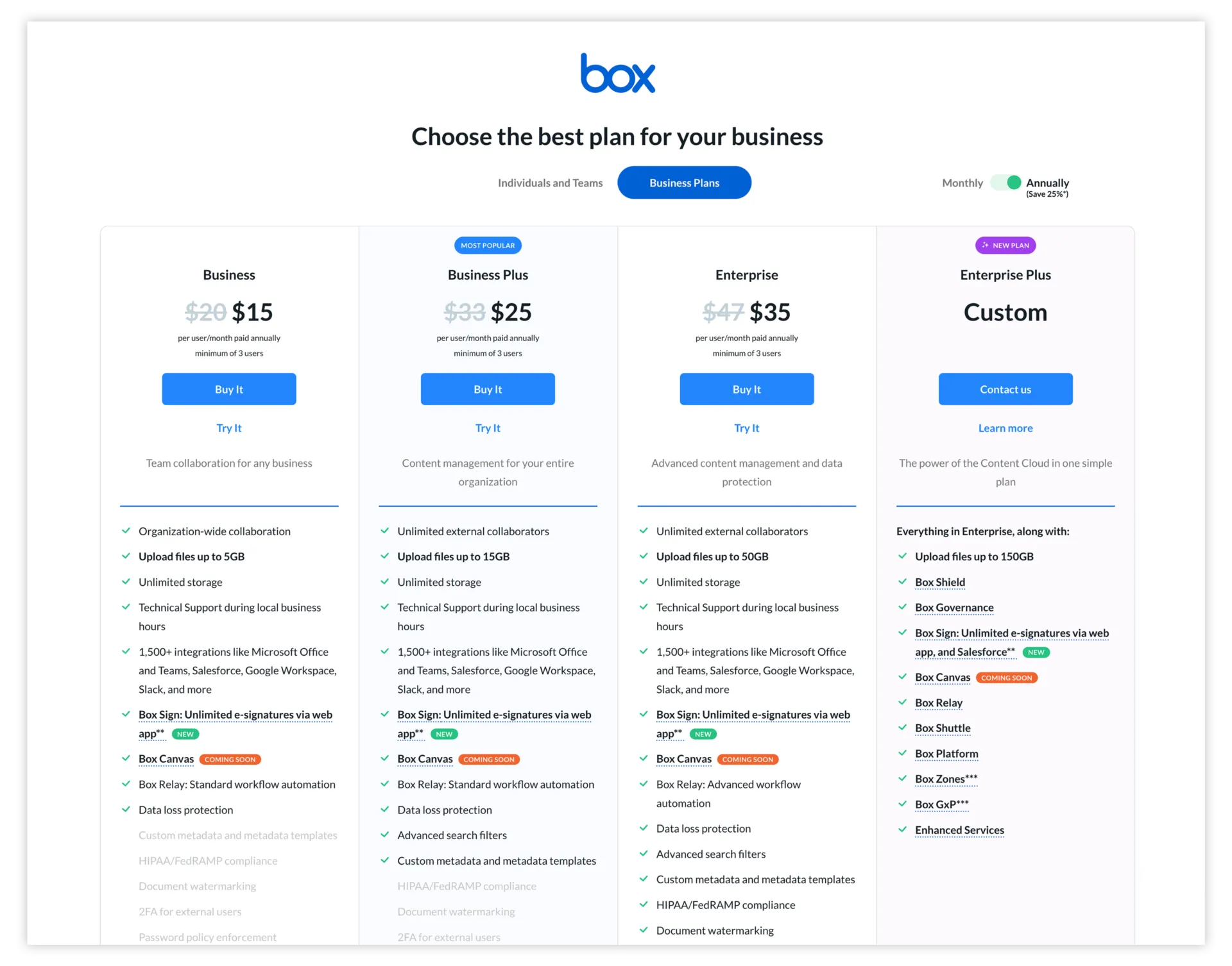 Box pricing