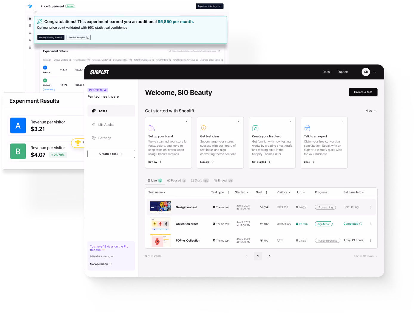 Shoplift screenshot of features