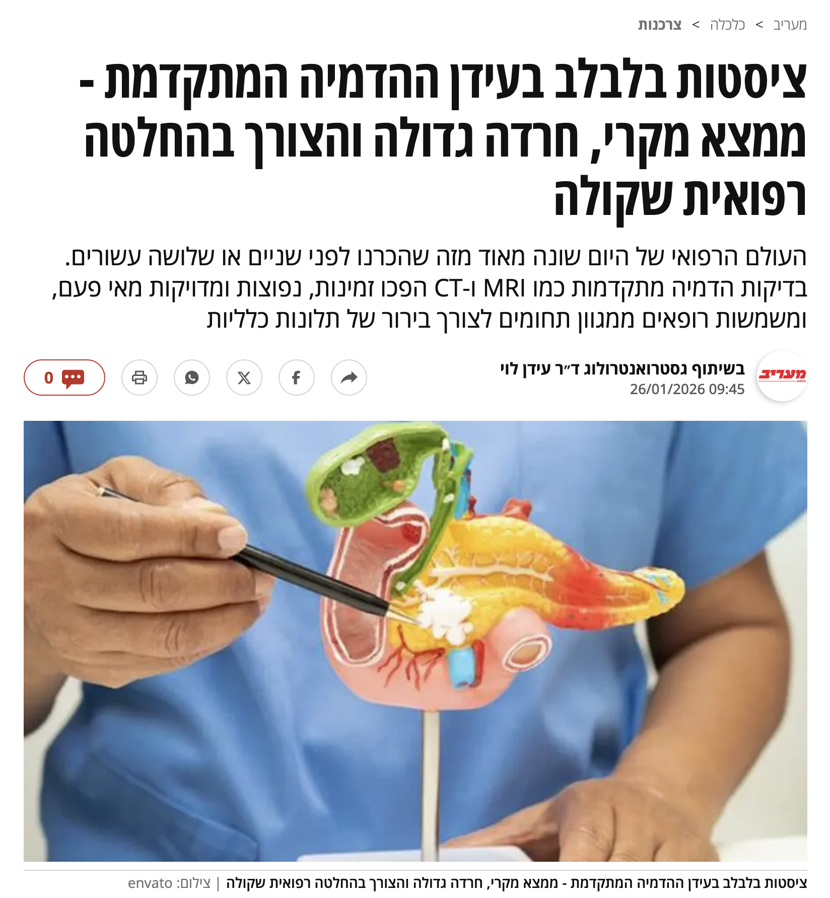 ציסטות בלבלב בעידן ההדמיה המתקדמת - ממצא מקרי, חרדה גדולה והצורך בהחלטה רפואית שקולה