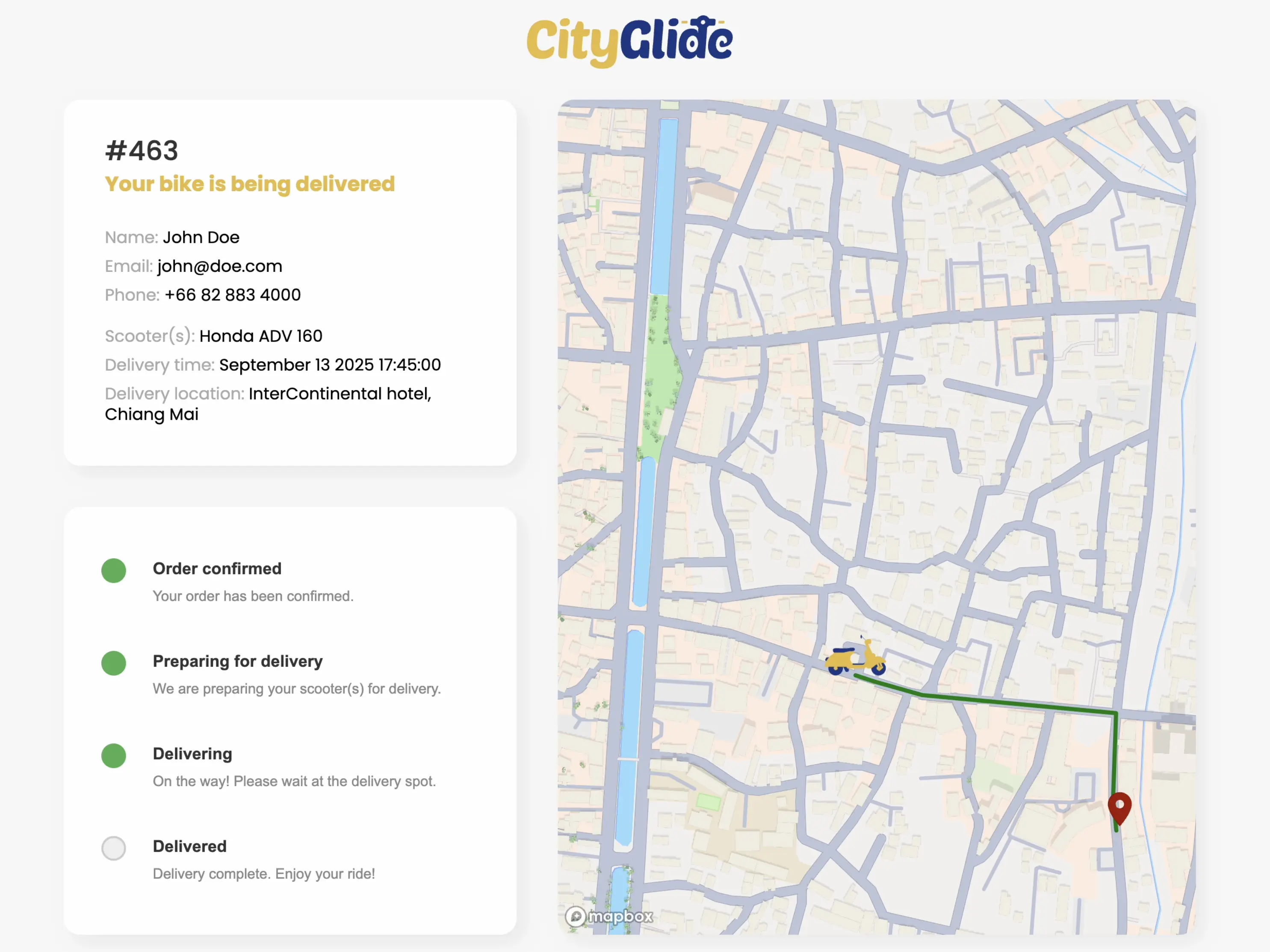 scooter delivery with CityGlide