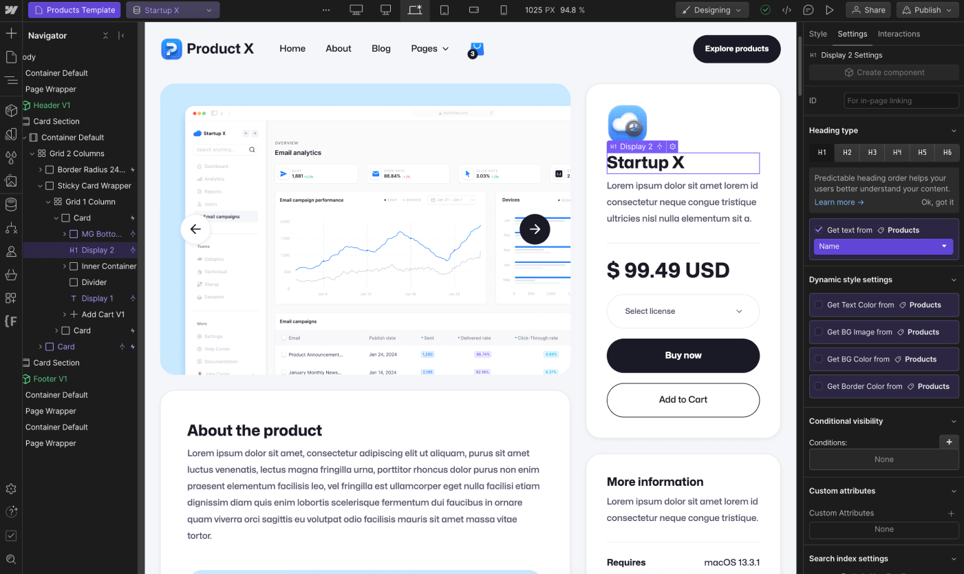 Ecommerce Page - Product X Webflow Template