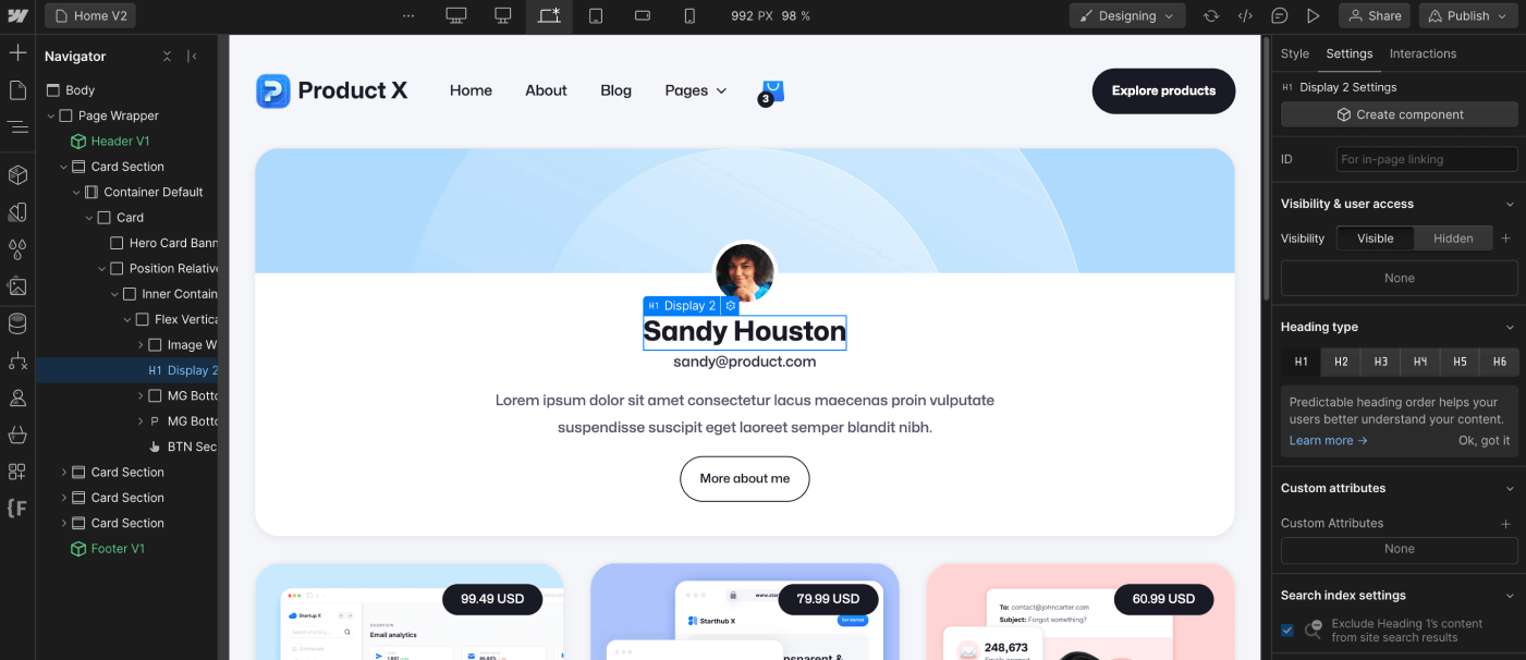 Static Content - Product X Webflow Template