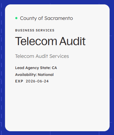 Telecom Audit Contract from Sacramento County, CA