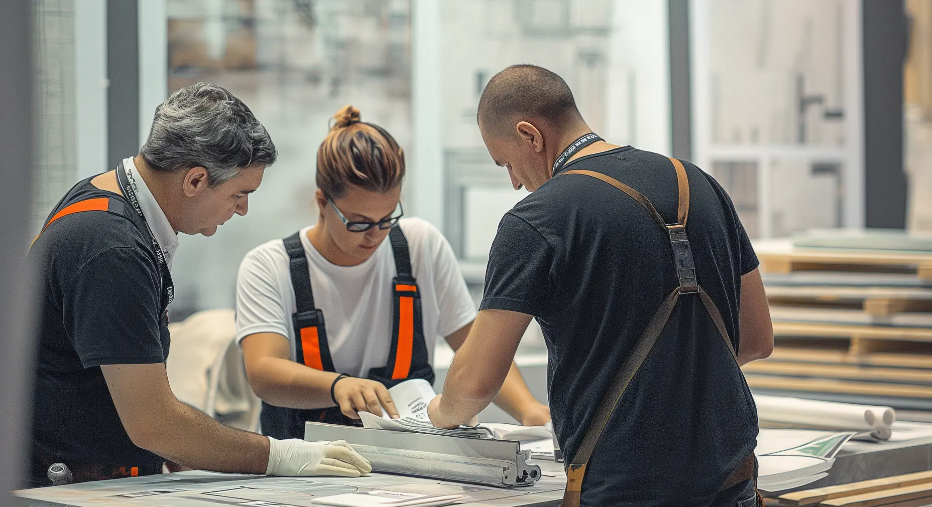 a group of worker on a table