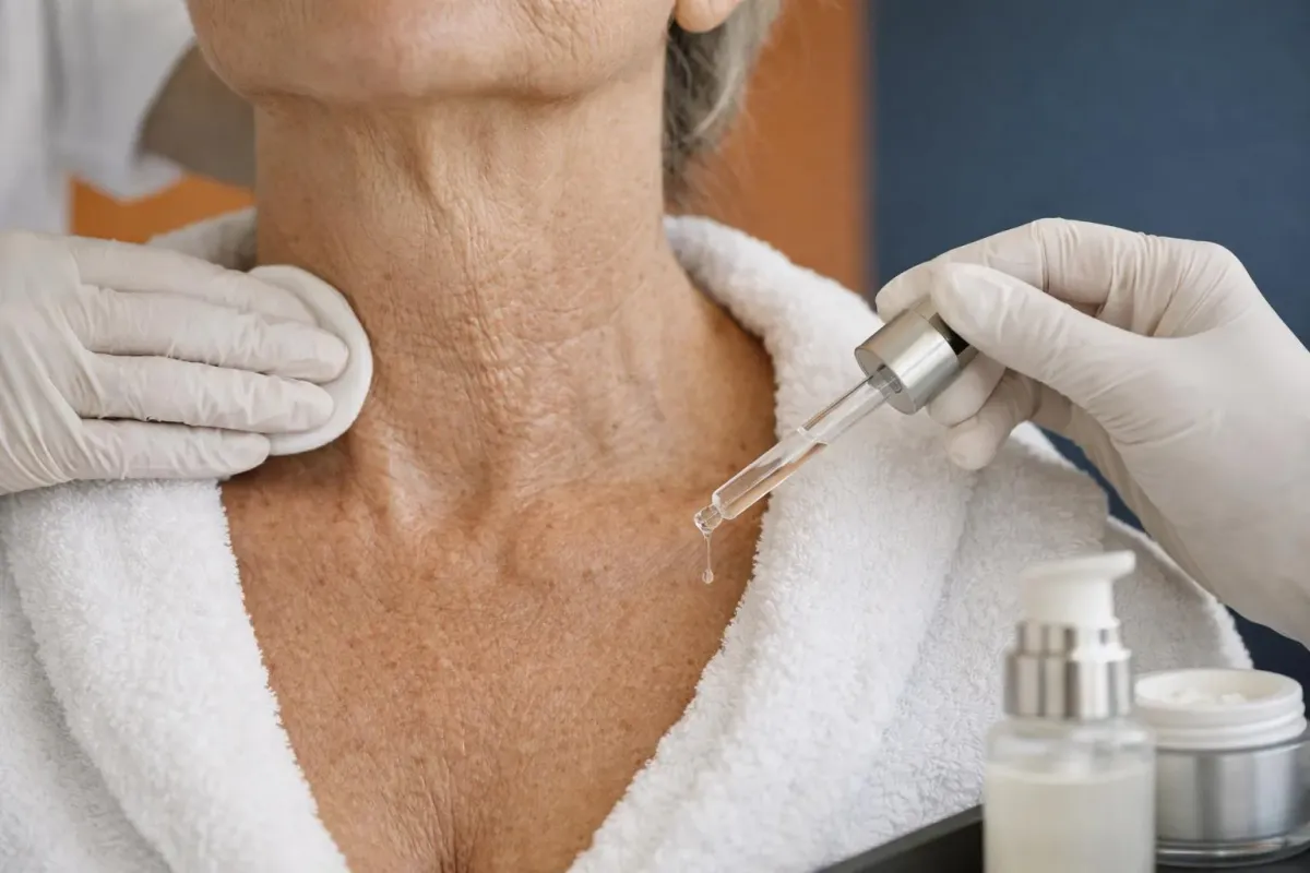 Procédure médicale de prélèvement cutané sur un patient.