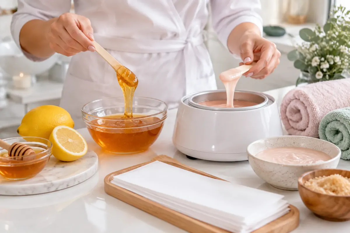 Préparation de soins spa au miel et au citron