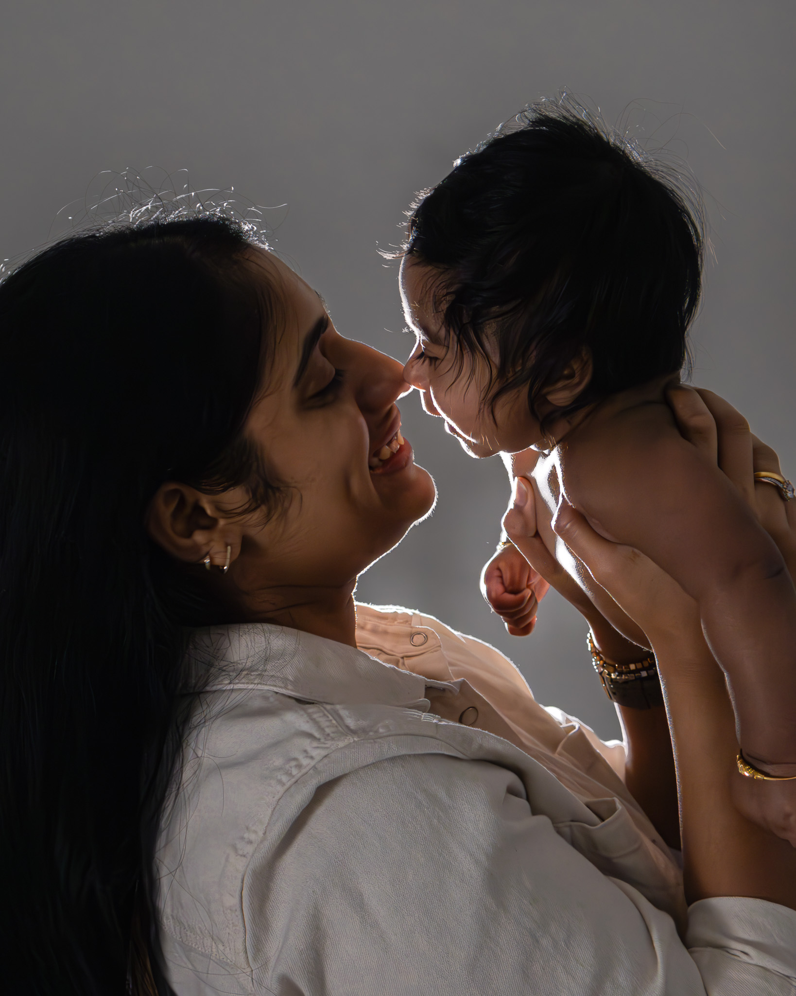Mother and baby daughter in the frame