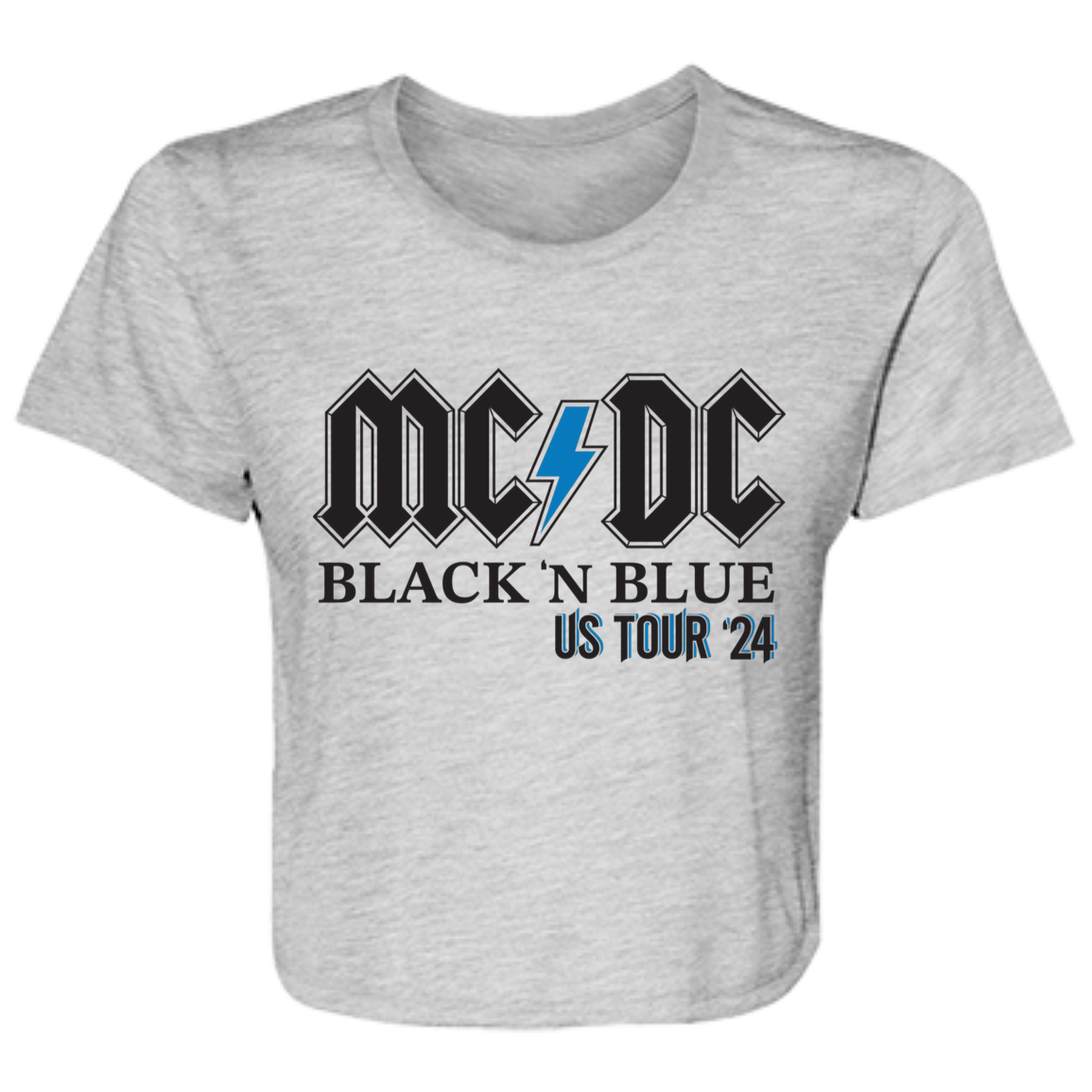 MCDC Detroit Football - Black & Blue Flowy Cropped Tee