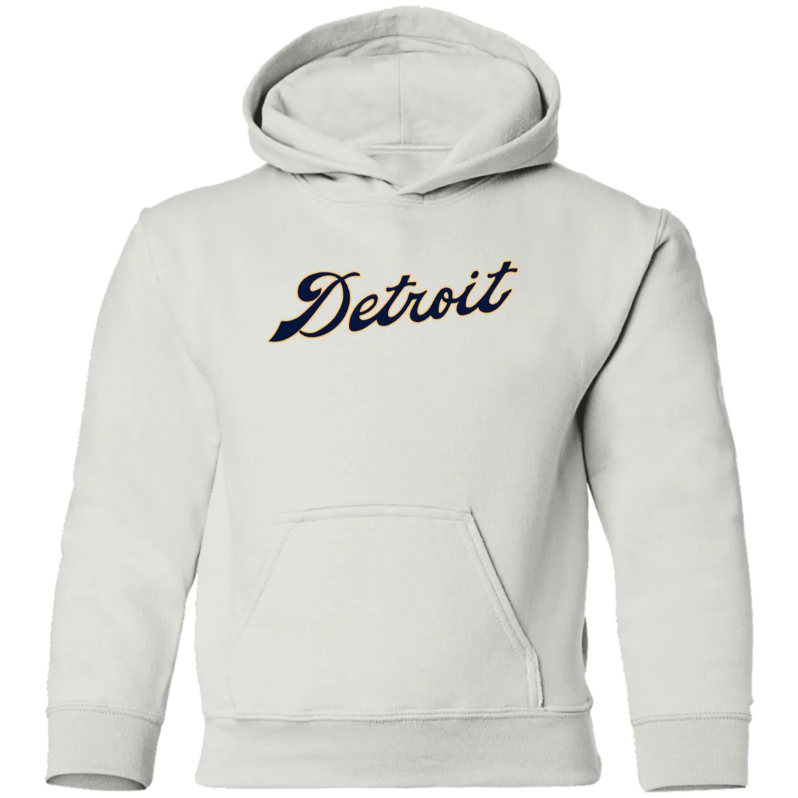 Detroit Script - Navy + Lt Orange Kids Unisex Classic Hoodie