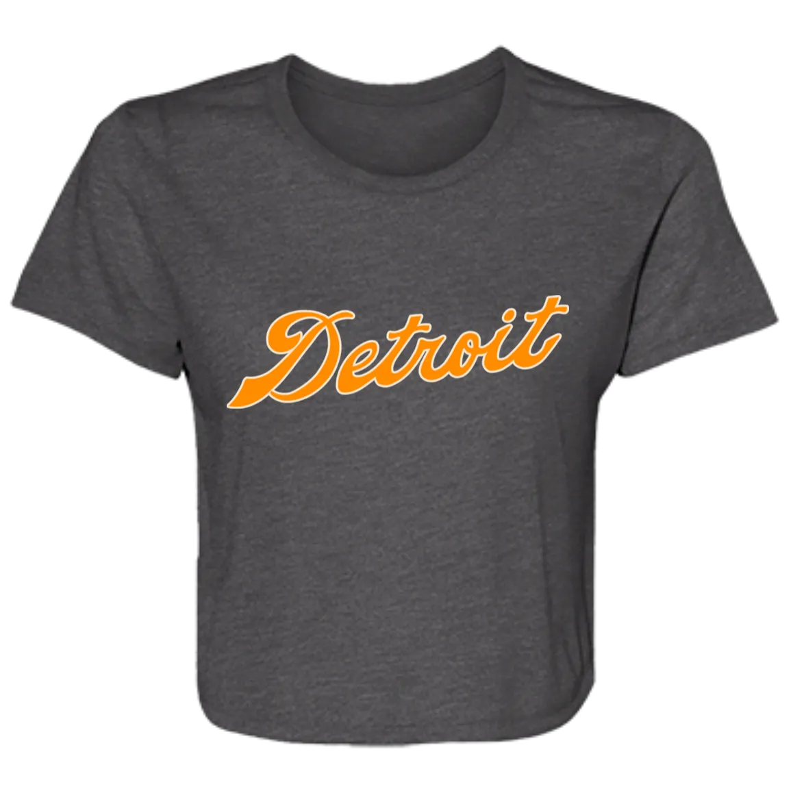 Detroit Script - Orange + Ivory Women's Flowy Cropped T-Shirt