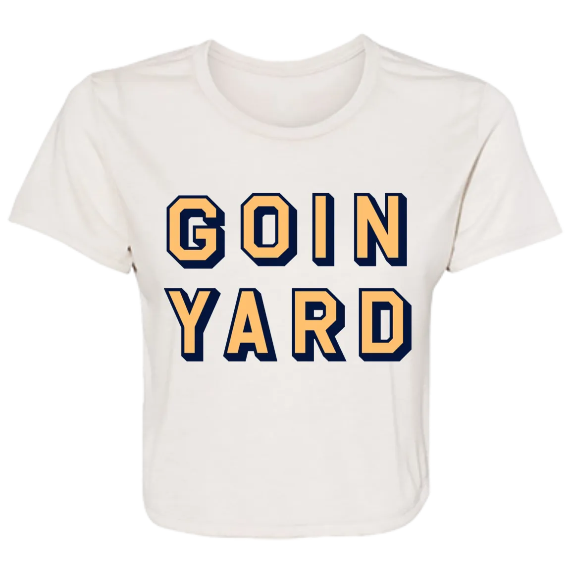 Goin Yard - Lt Orange + Navy Women's Flowy Cropped T-Shirt
