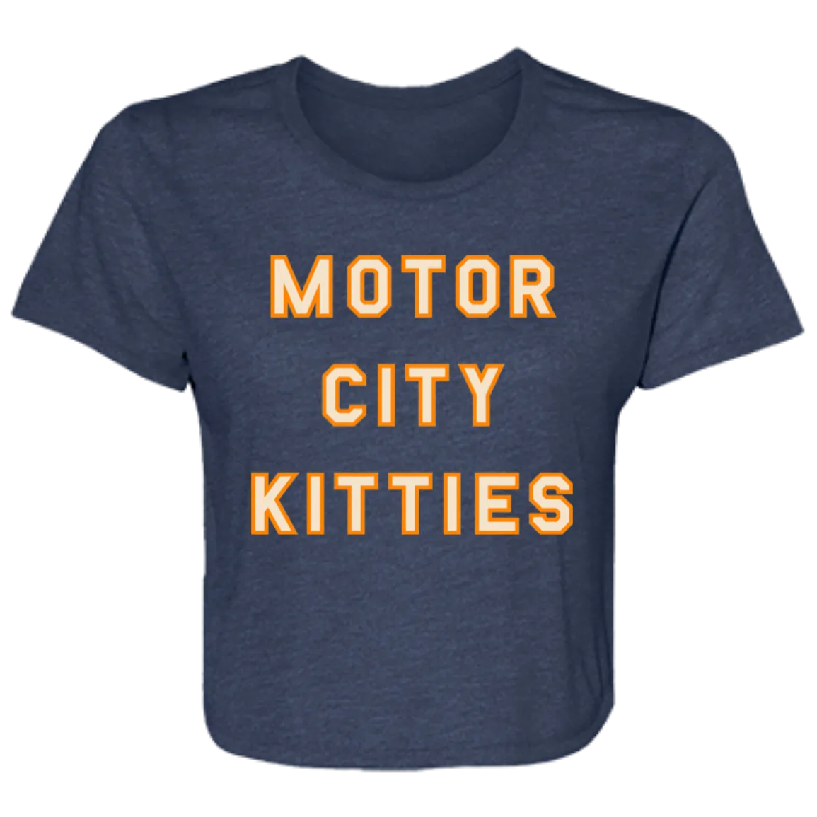 Motor City Kitties - Ivory + Orange Women's Flowy Cropped T-Shirt