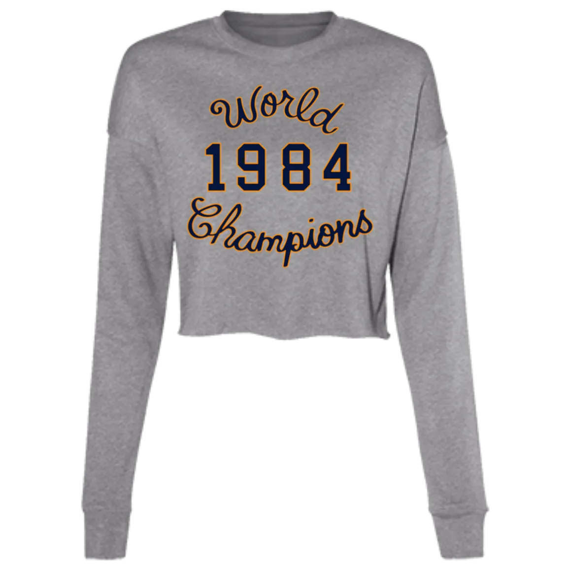 World Champions - Navy + Orange Women's Cropped Crewneck Sweatshirt