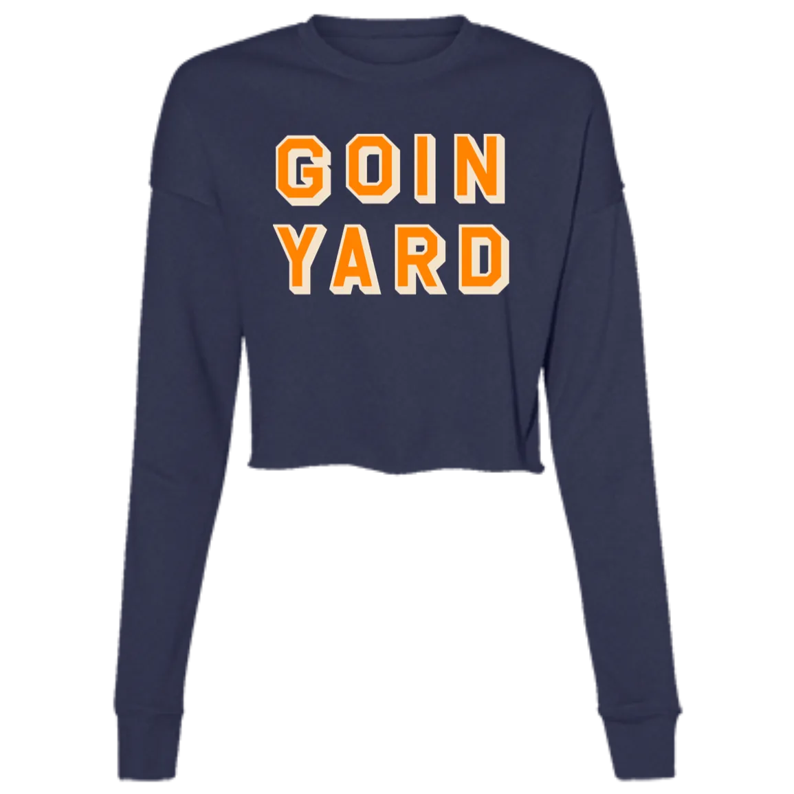 Goin Yard - Orange + Ivory Women's Cropped Crewneck Sweatshirt