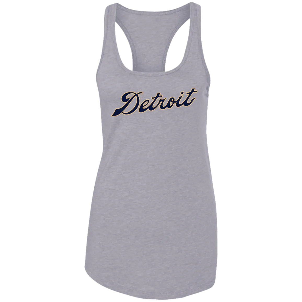 Detroit Script - Navy + Lt Orange Women's Racerback Tank