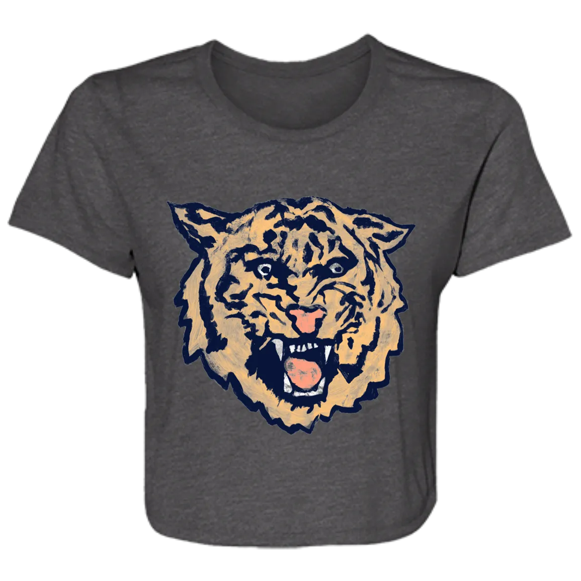 Tigercat - Orange Women's Flowy Cropped T-Shirt