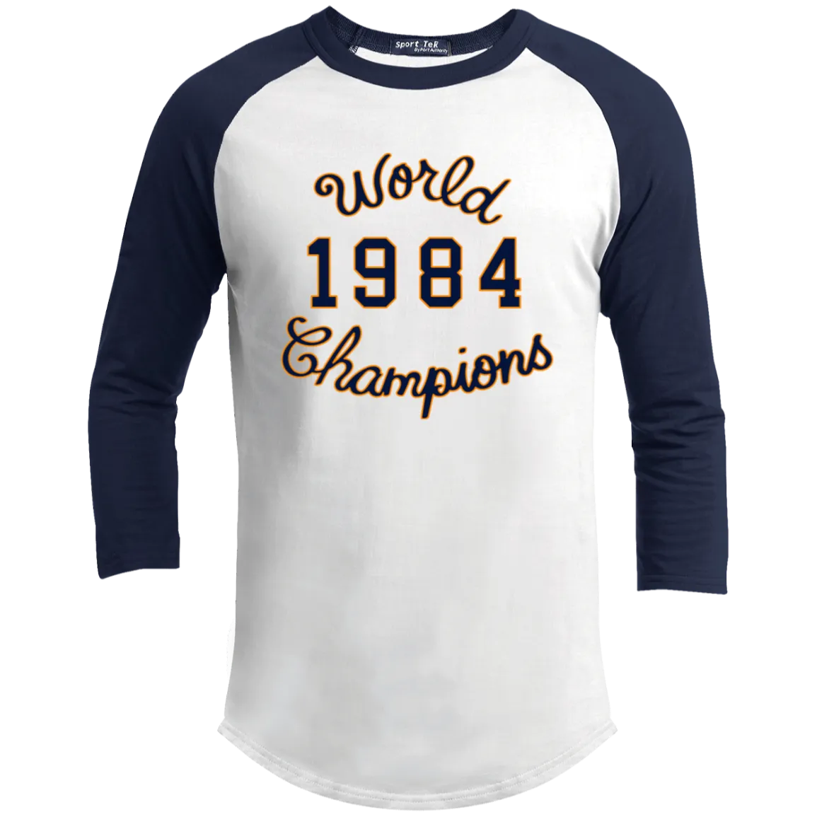 World Champions - Navy + Orange Kids 3/4 Raglan Sleeve Shirt