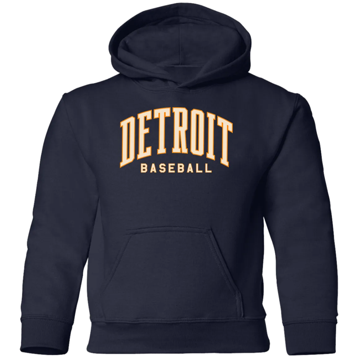 Detroit Baseball Arch - Ivory + Orange Kids Unisex Classic Hoodie