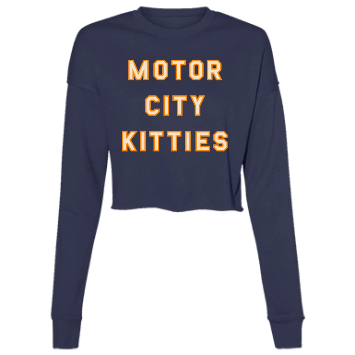 Motor City Kitties - Ivory + Orange Women's Cropped Crewneck Sweatshirt