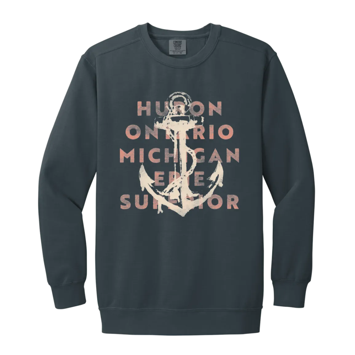 HOMES Anchor - Ivory + Coral Vintage Wash Crewneck Sweatshirt