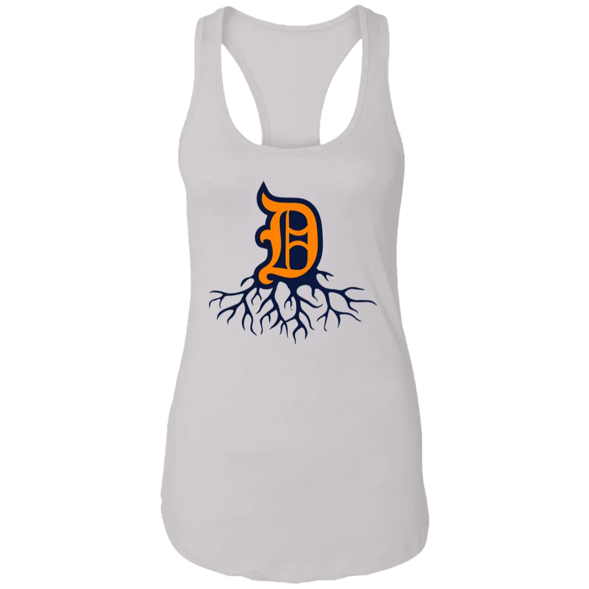 Detroit Roots - Orange + Navy Women's Racerback Tank