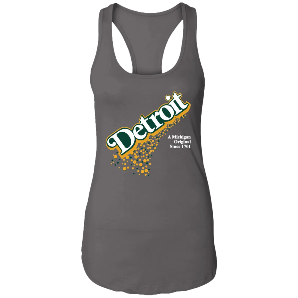 Detroit Original - Green + White Women's Racerback Tank