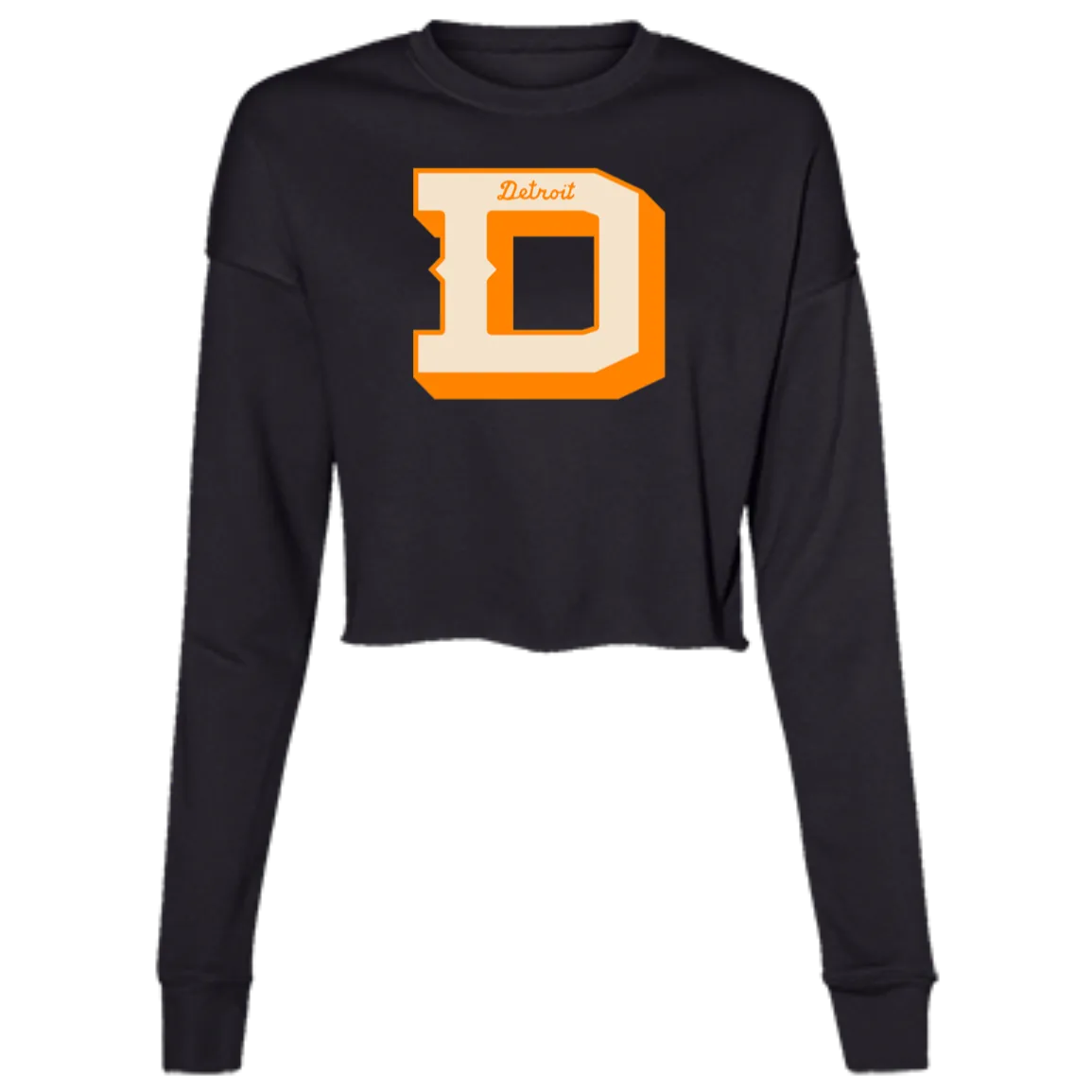 The D - Ivory + Orange Women's Cropped Crewneck Sweatshirt
