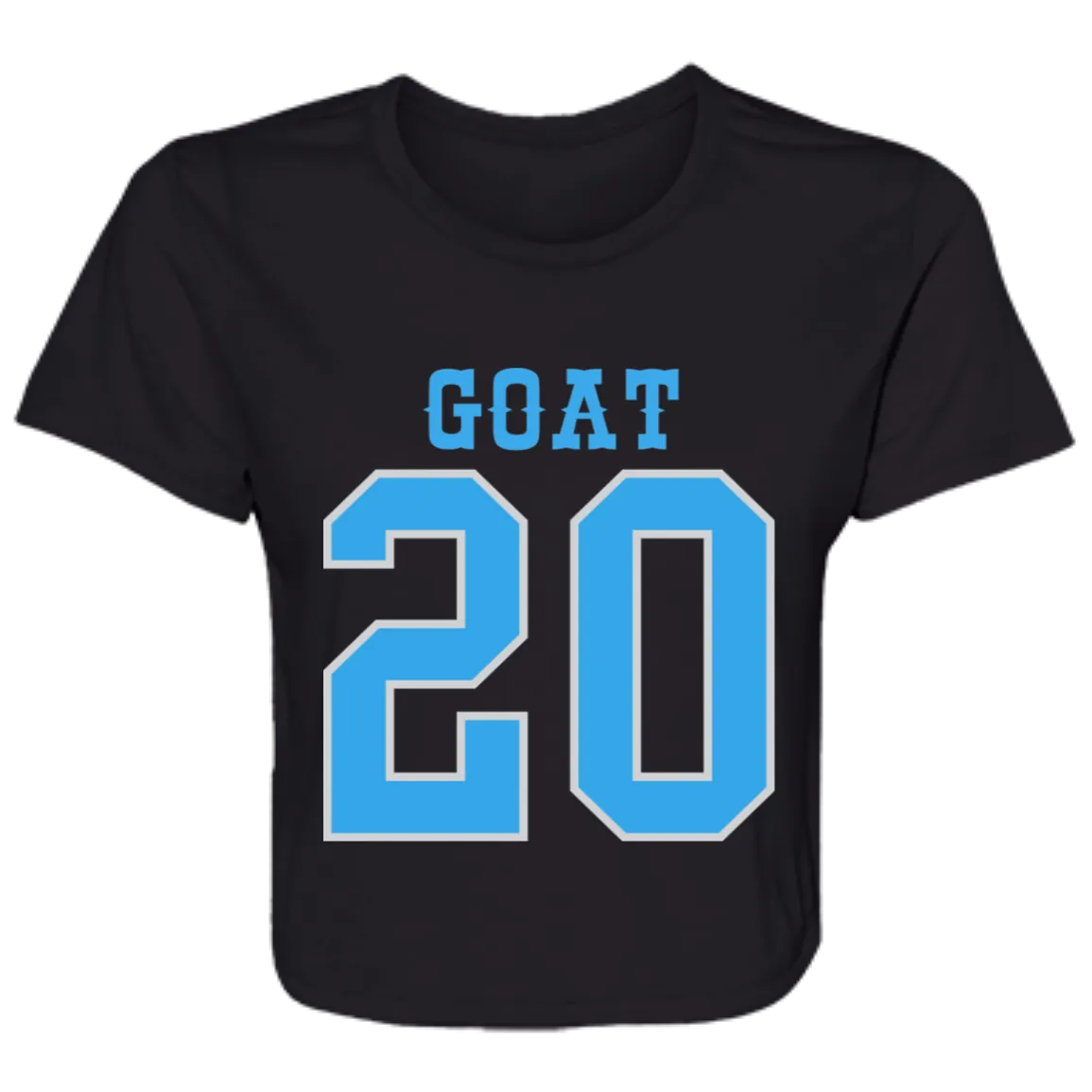 Detroit Football Number 20 - Light Blue + Silver Flowy Cropped Tee