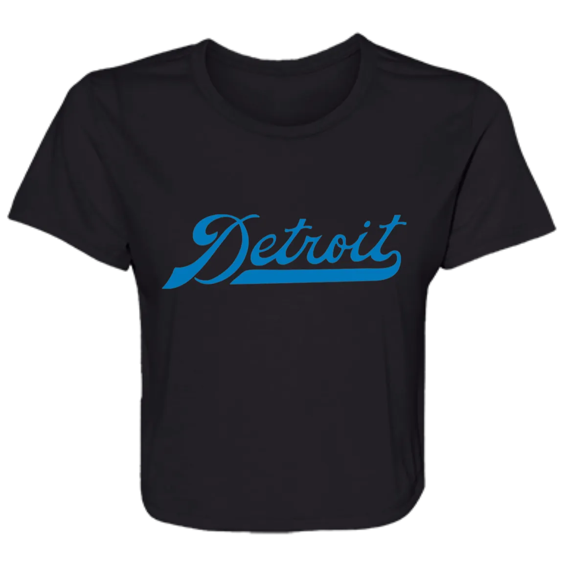Detroit Football Script - Blue Flowy Cropped Tee