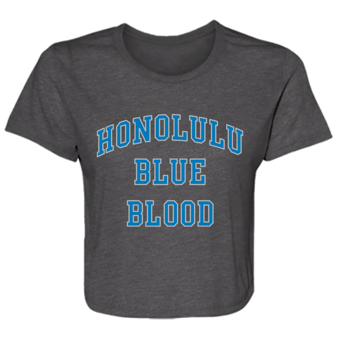 Honolulu Blue Blood - Blue + Silver Flowy Cropped Tee