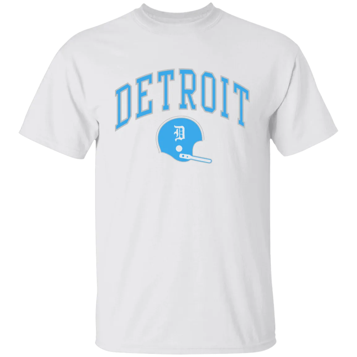 Detroit Football Helmet - Light Blue + Silver Kids Unisex Classic T-Shirt