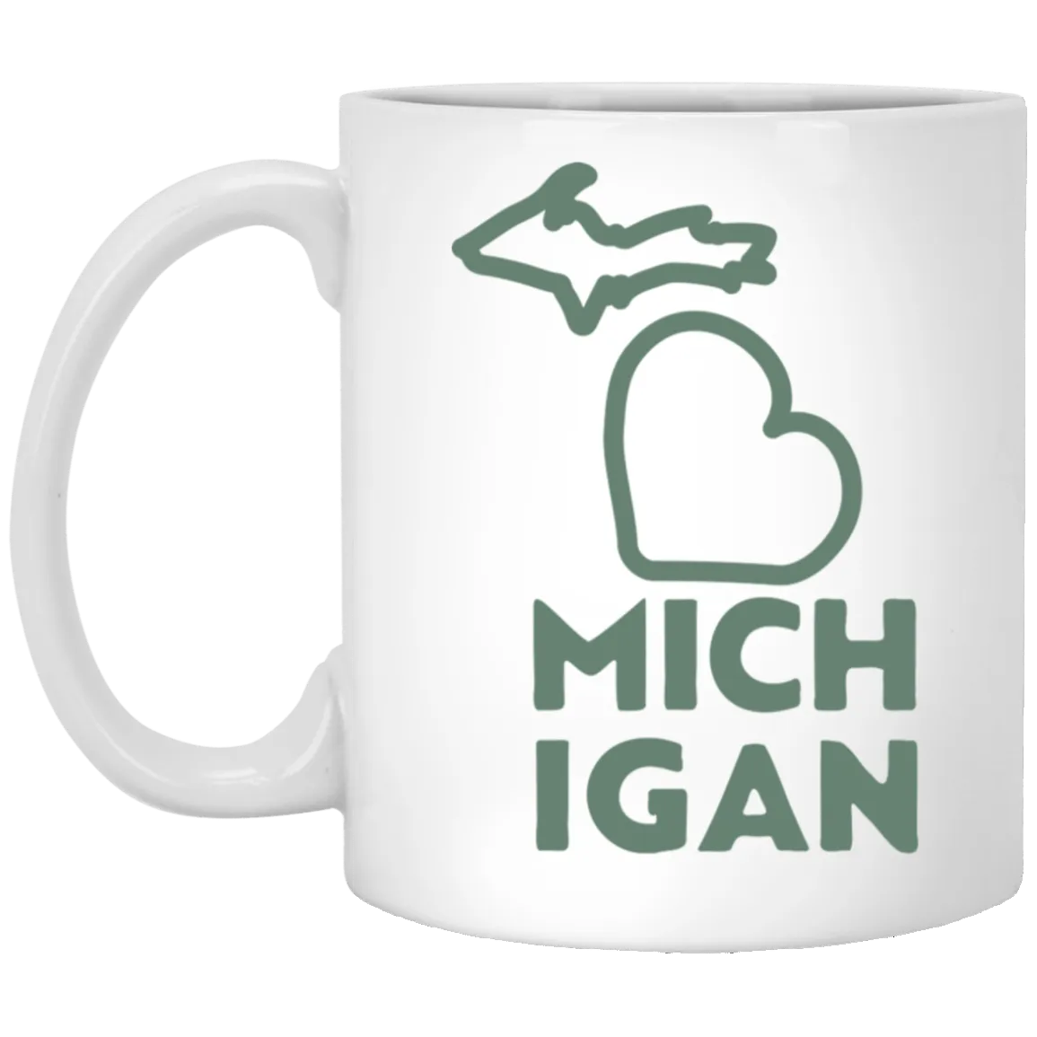 Love Michigan - Soft Green White Mug