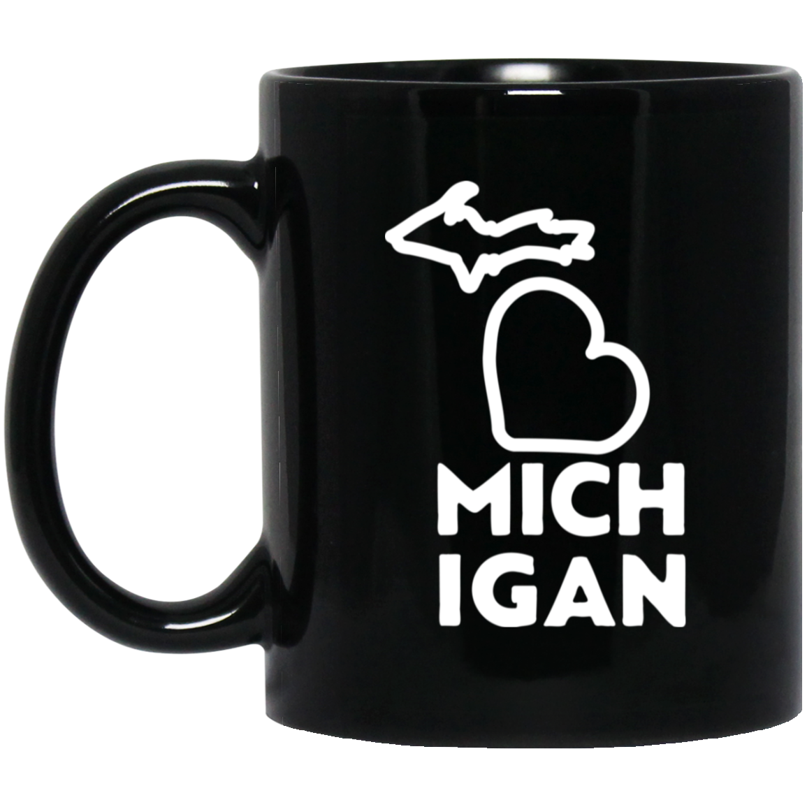Love Michigan - White Black Mug