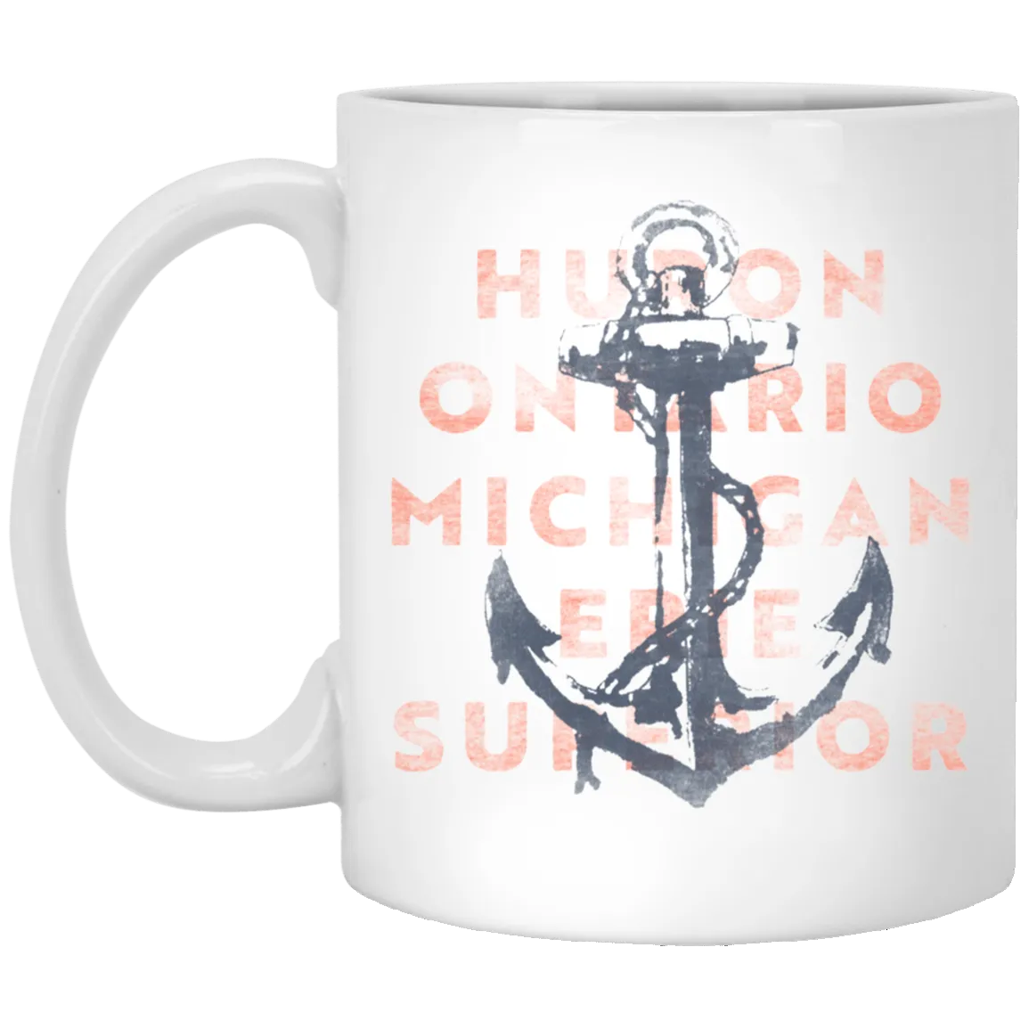 HOMES Anchor - Washed Navy + Coral White Mug