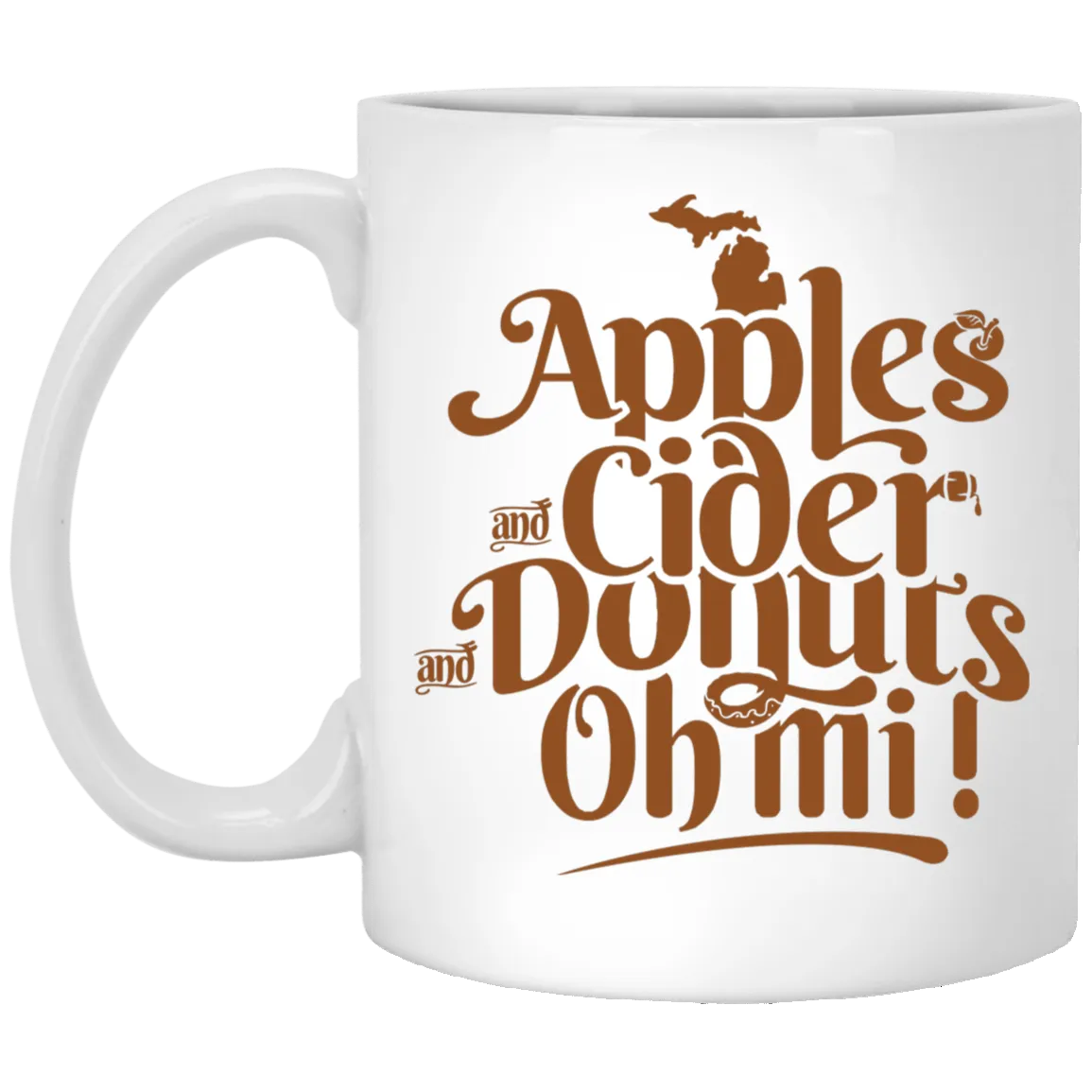 Apples Cider Donuts Oh Mi - Light Brown White Mug