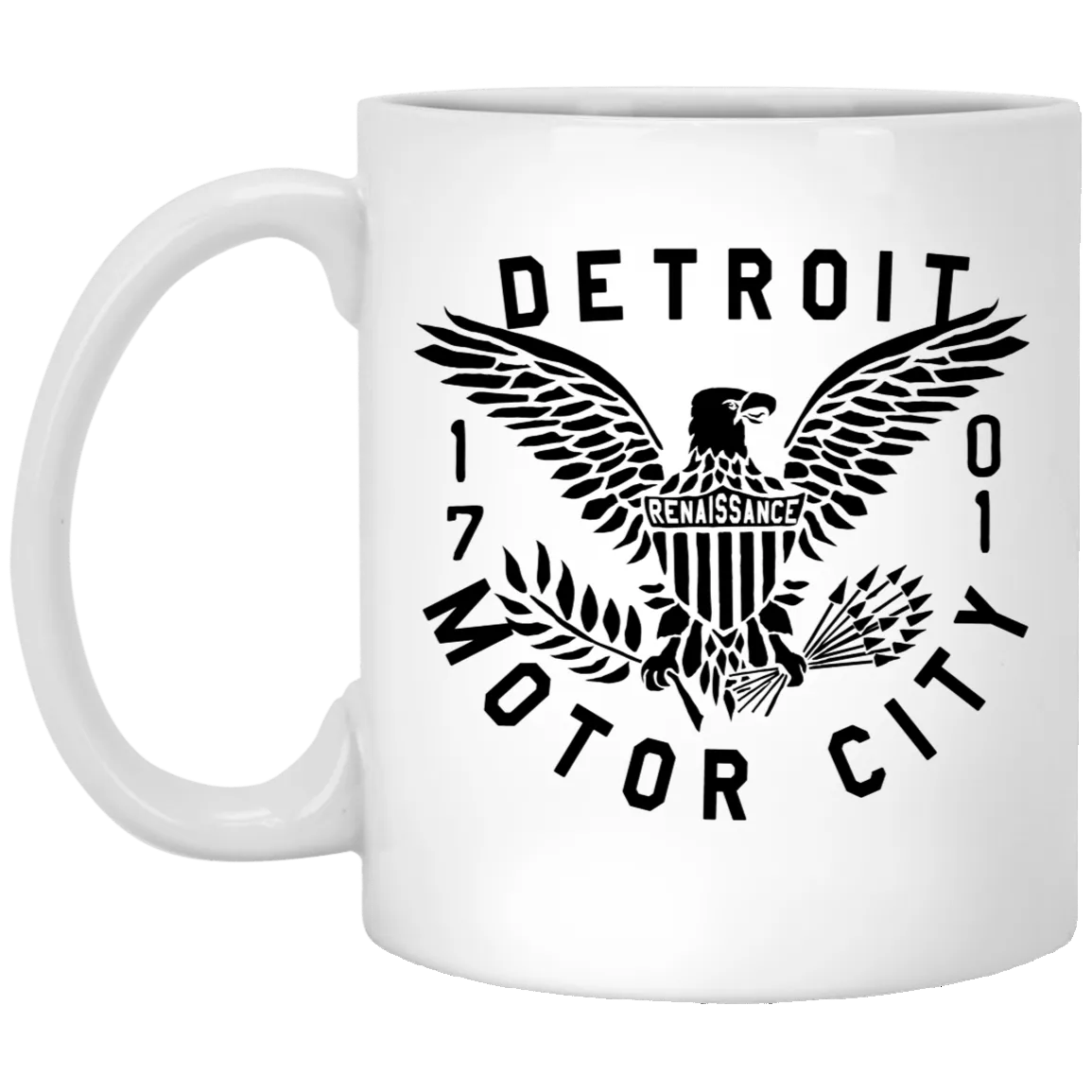 Detroit Eagle - Black White Mug