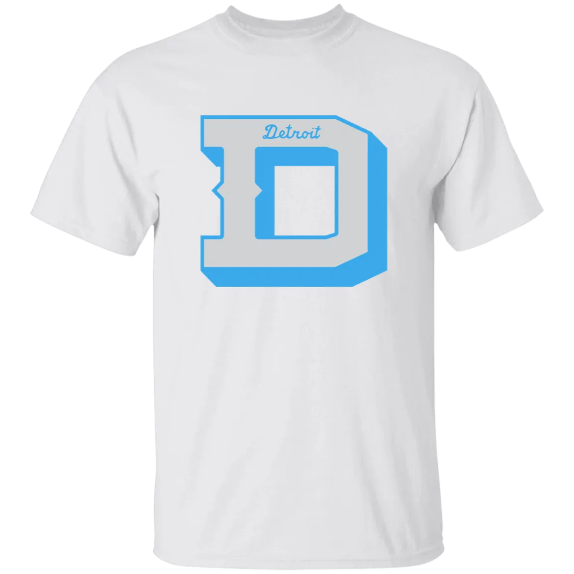 Detroit Football D - Silver + Light Blue Kids Unisex Classic T-Shirt