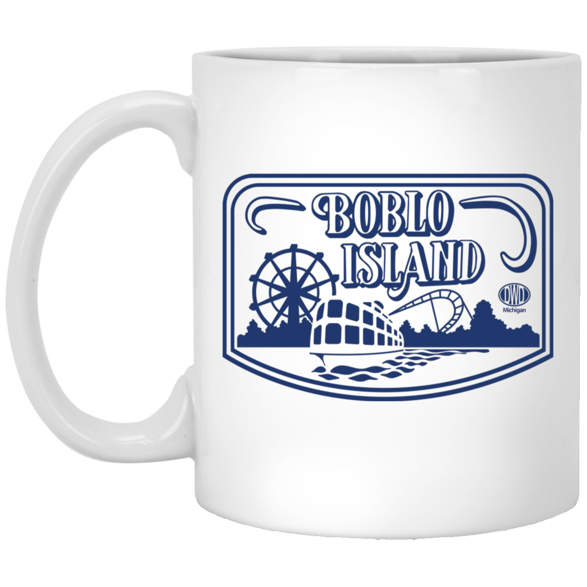 Boblo Island Logo - Blue White Mug