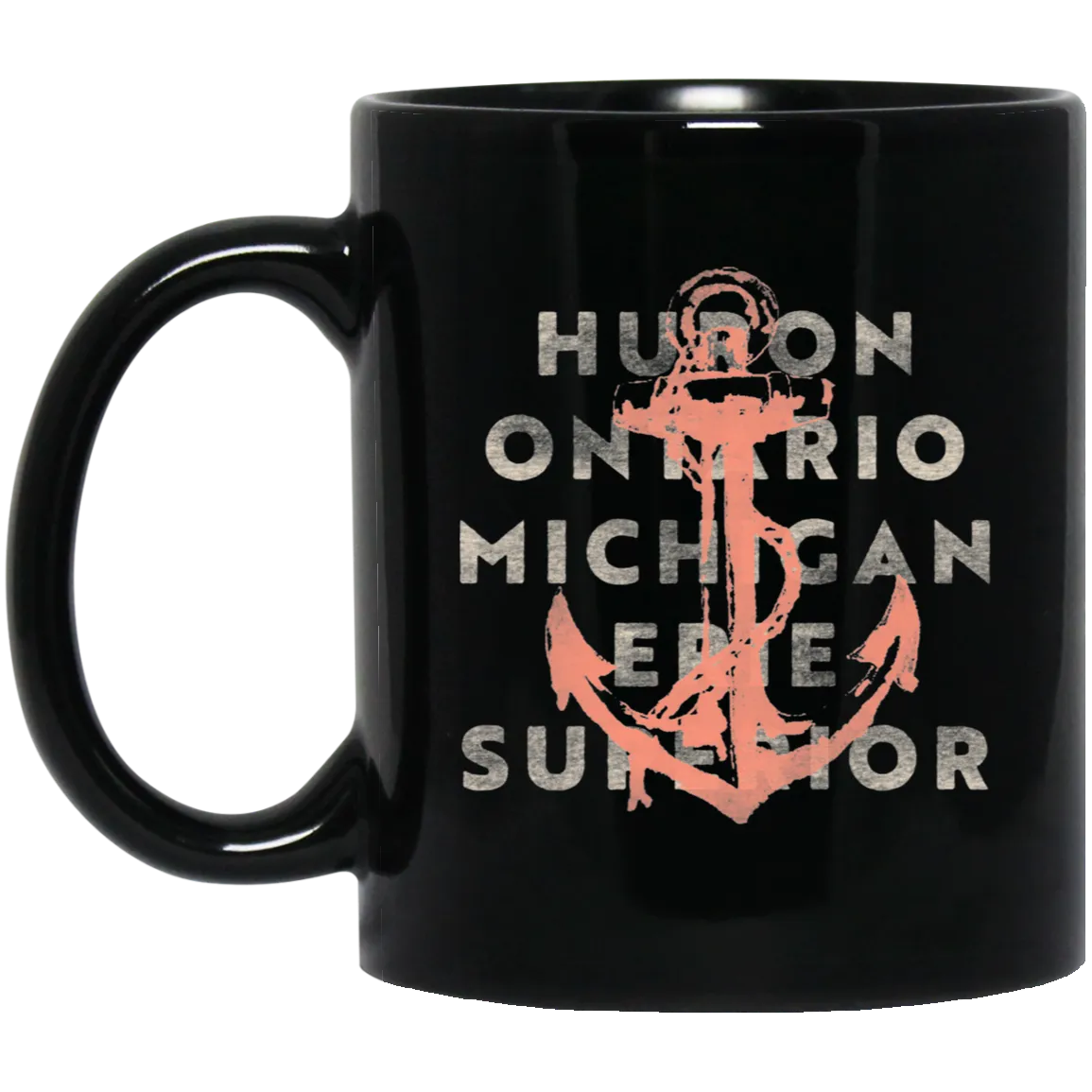 HOMES Anchor - Coral + Ivory Black Mug