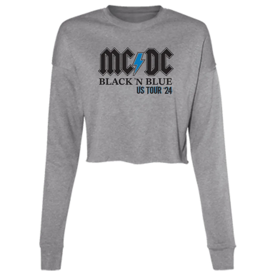 MCDC Detroit Football - Black & Blue Women's Cropped Crewneck Sweatshirt